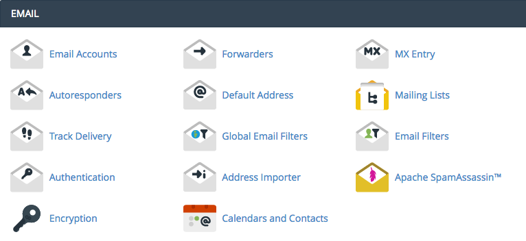 cPanel email tools